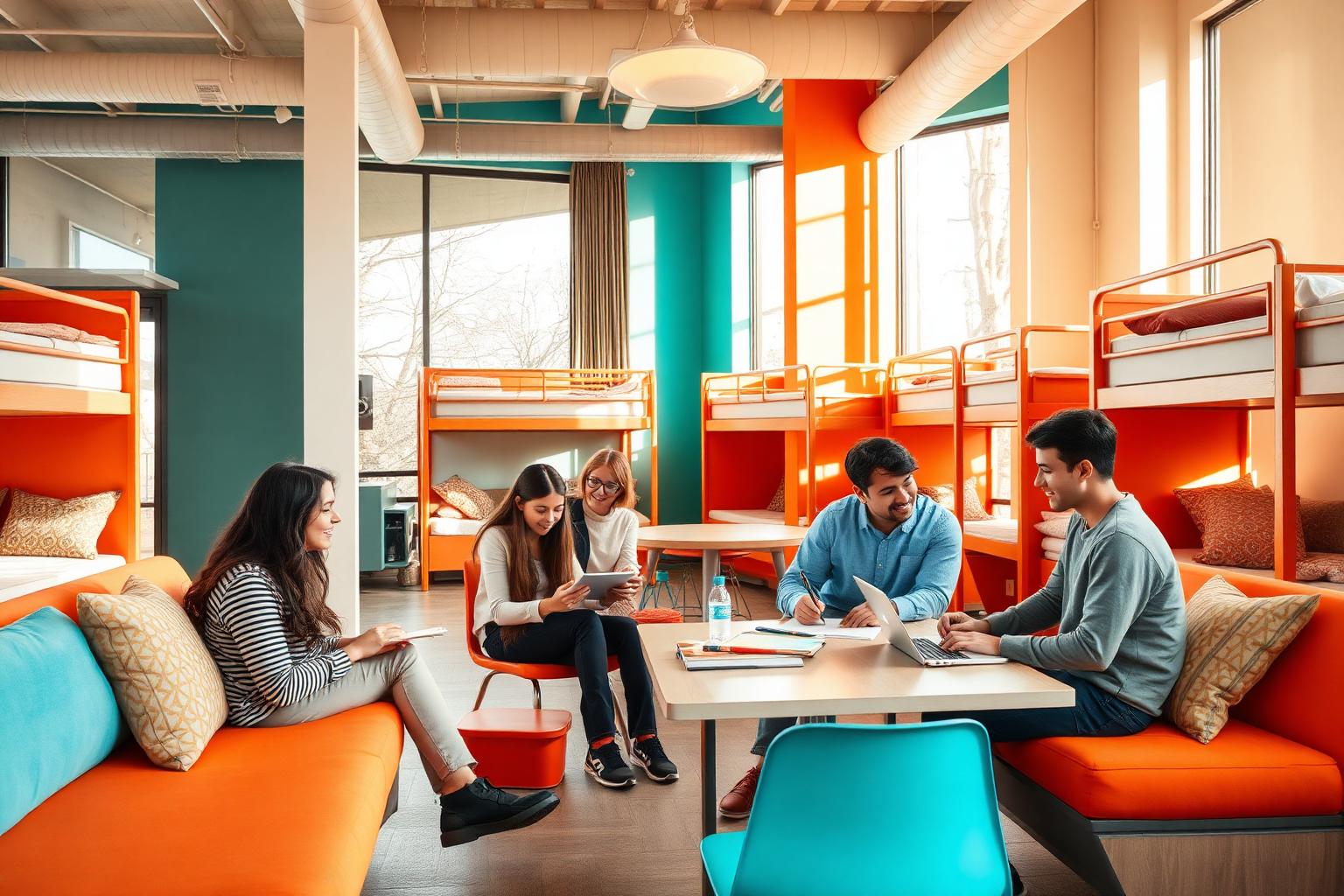 Modern Stay Inn Hostel common room with students
